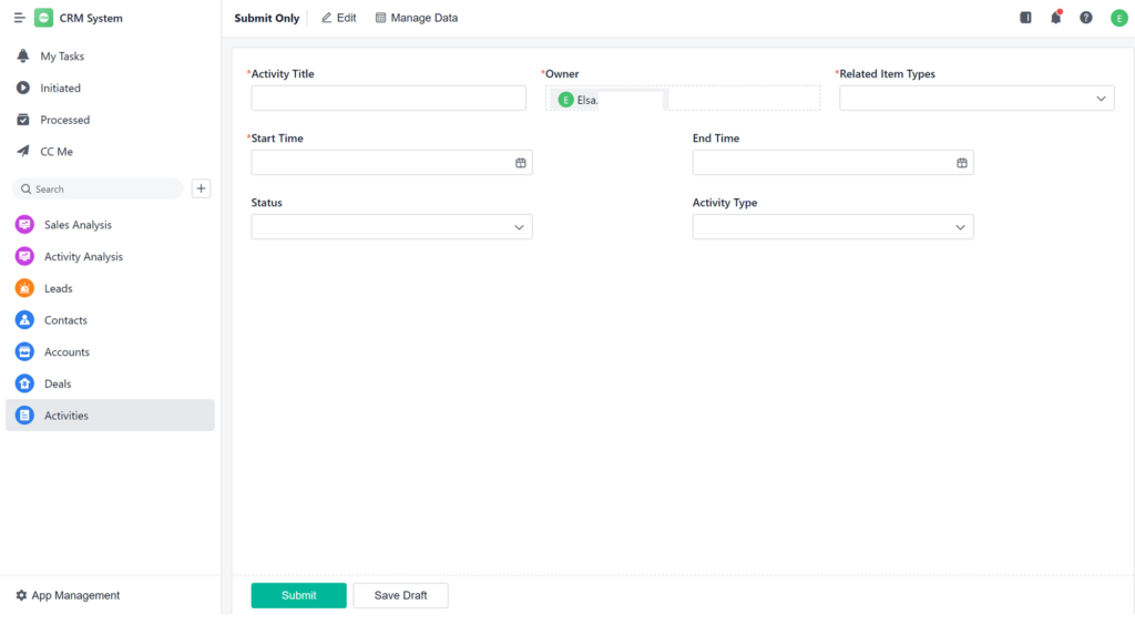 CRM System Activity